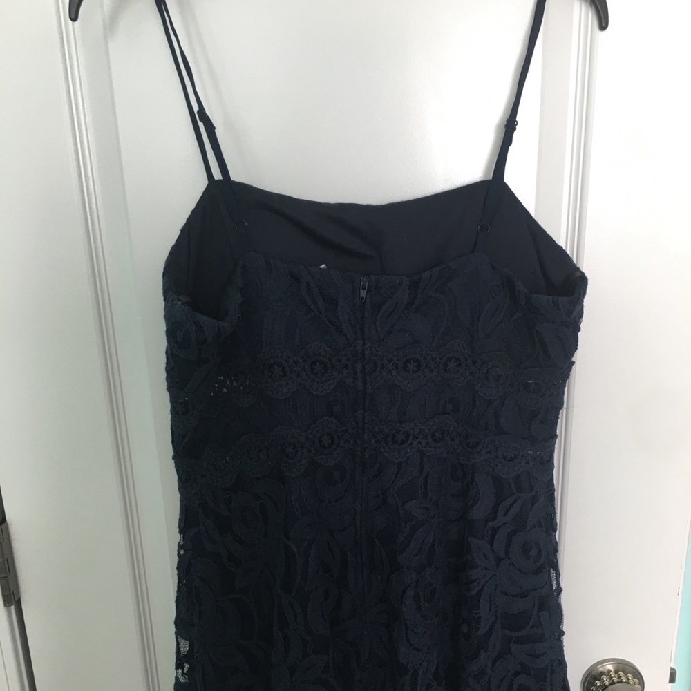Navy Blue Formal Dress with Lace and Mesh details - Picture 4 of 4